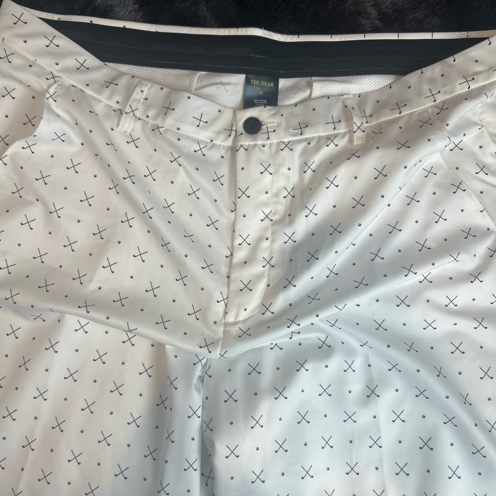 Tek Gear White Pants with Black Cross Pattern 1154